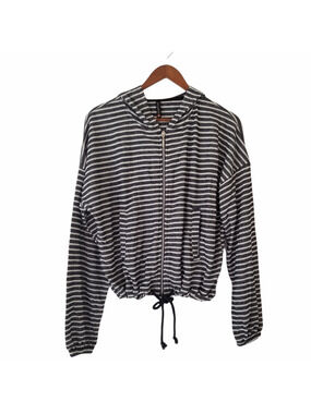 Mezzanine Stripe slouchy hoodie, elastic cuff, Drawstring waist - Size L